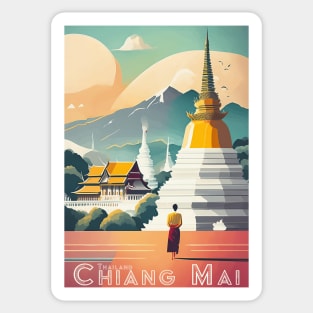 Vintage Retro Chiang Mai Serenity Sticker